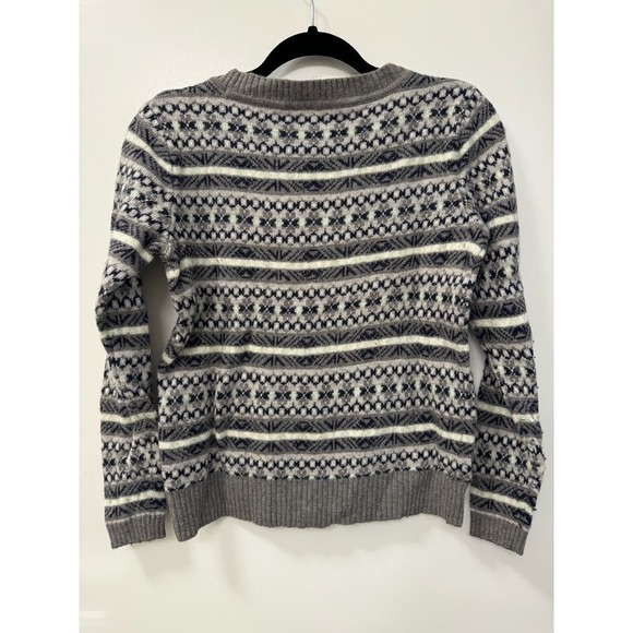 J Crew Women's Fair Isle Crew Sweater Merino Wool Blend Small Gray White Black - Picture 4 of 6